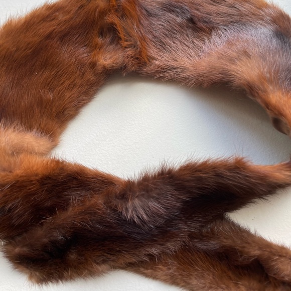 VINTAGE Kay Fuchs white dress gloves mink accents & mink stole wrap real fur - Picture 8 of 9